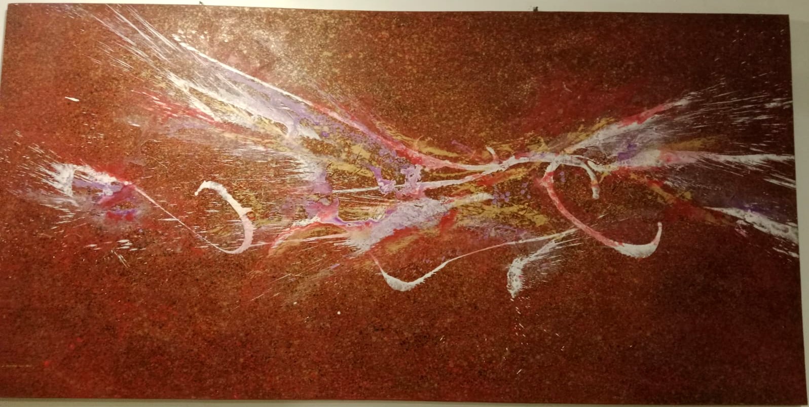 Dancing with Lion - Acrylic and gold leaf on canvas