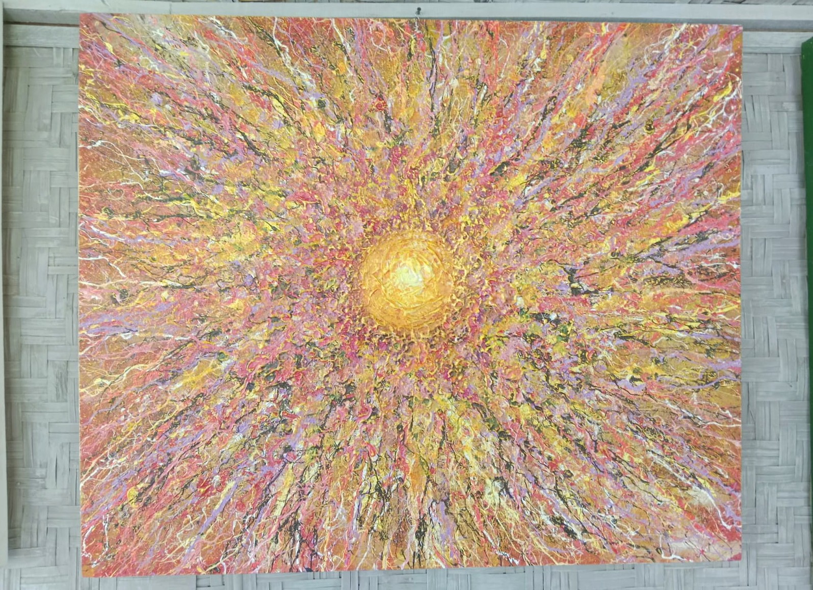 Golden Flower - Acrylic and gold leaf on canvas
