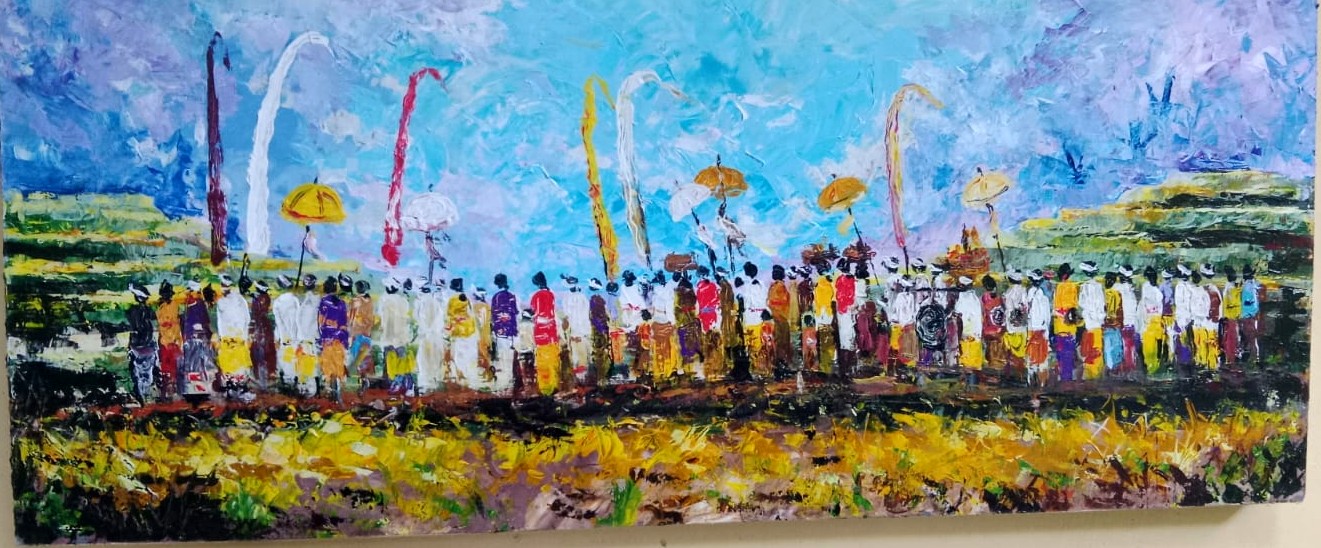 Procession with Parasols - Acrylic on canvas