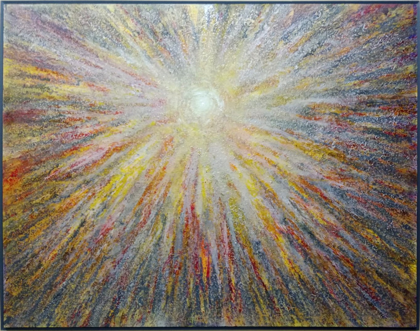 Silver Sunburst - Acrylic and silver leaf on canvas