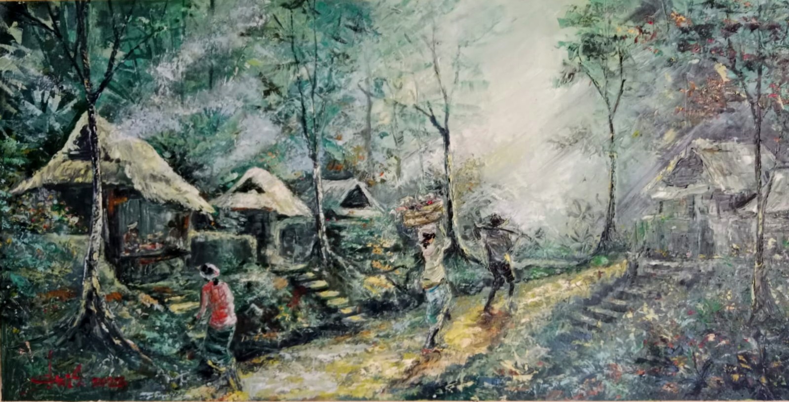 Village Carriers - Acrylic on canvas