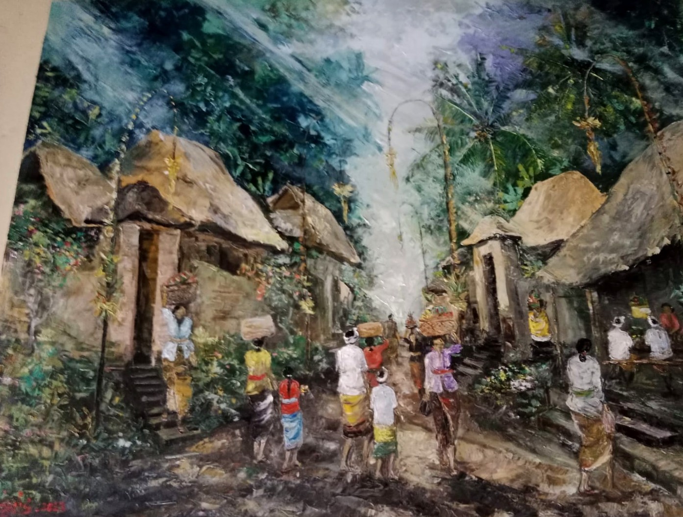 Village Street - Acrylic on canvas